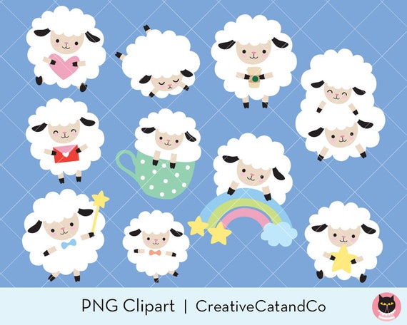 Sheep Clipart White Sheep Clip Art Cute Sheep Clipart Cute - Etsy
