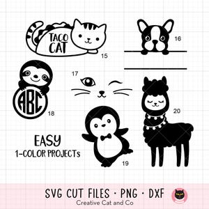 SVG Bundle Cute Baby Animal SVG DXF Bundle Unicorn Mermaid Dinosaur ...