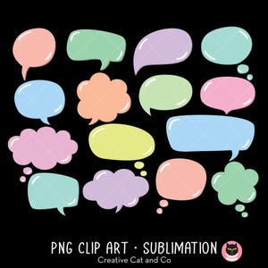 Speech Thought Bubble PNG Clipart Bundle, Comic Conversation Text Bubbles, Pastel Chat Bubble Illustration, 3D Style
