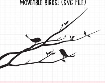 Birds on Branch SVG PNG DXF Clipart | Two Love Birds Silhouette on Bare Branches | Fall, Winter and Spring Cricut Cut File