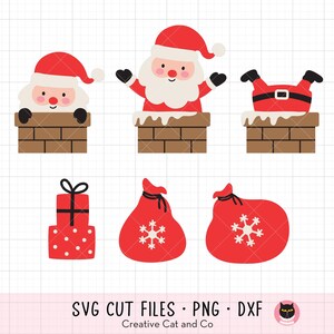 Santa Descendo a Chaminé SVG PNG, Santa Preso na Chaminé Clip Art, Entrega de Santa, Presentes de Natal, Arquivos de Corte de Papai Noel Fofo