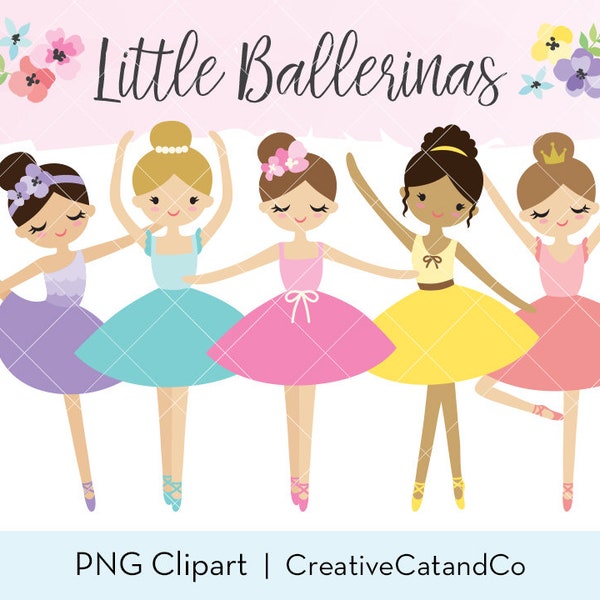Ballerina Clipart, Cute Little Dancers, Girl Ballet Dancer, Prima Ballerina, Dancing Girl Illustration, Clipart, Clip Art, Commercial Use