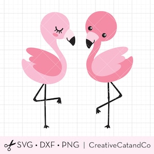 Baby Flamingo SVG DXF Cute Flamingo Couple Summer svg dxf Cut Files for Cricut and Silhouette Clipart Clip Art Commercial Use