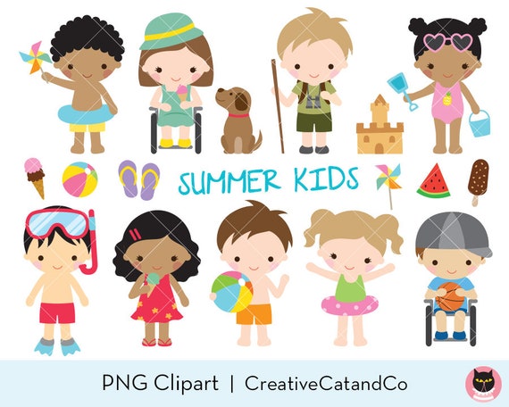Summer Kids Clipart Kid Activities Clip Art African American | Etsy