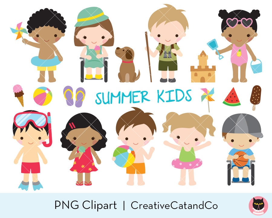 Summer Kids Clipart Kid Activities Clip Art African American Black Kids on  the Beach Disabled Kids in Wheelchair Children Clipart Clip Art - Etsy