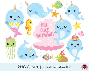 Narwhal Clipart Narwhal Clip Art Whale Unicorn Clipart Cute Baby Narhwal Clipart Baby Whale Clipart Unicorn of the Sea Clipart Clip Art