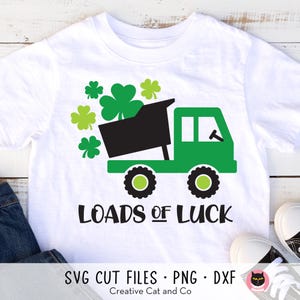 Viel Glück, St Patricks Day SVG, Png, Sublimation, LKW mit Glücksklee, Shamrock, Junge, Kind Shirt Design, Schnittdatei, Dxf, Cricut