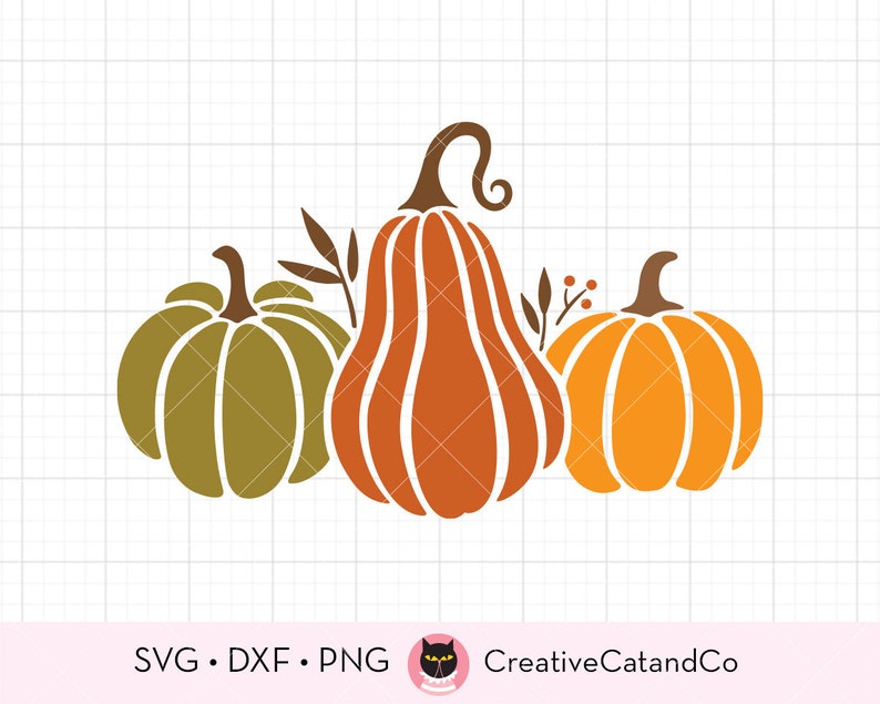 Three Pumpkins SVG, Fall Thanksgiving Harvest Pumpkins Svg, Three Pumpkins Png Clipart, Autumn Fall Harvest, Svg Dxf Png Cut File Clipart image 1