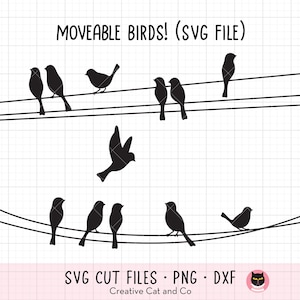 Oiseaux sur fils SVG DXF Oiseaux sur fil SVG Oiseaux sur fil de fer Silhouette svg dxf fichier de coupe pour Cricut et Silhouette Clip Art