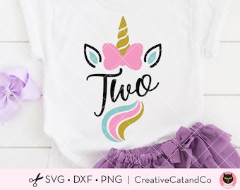 Girl 2nd Birthday SVG Two Year Old Birthday Girl It’s My Birthday Unicorn Theme 2nd Birthday Svg Dxf Cut Files for Cricut and Silhouette