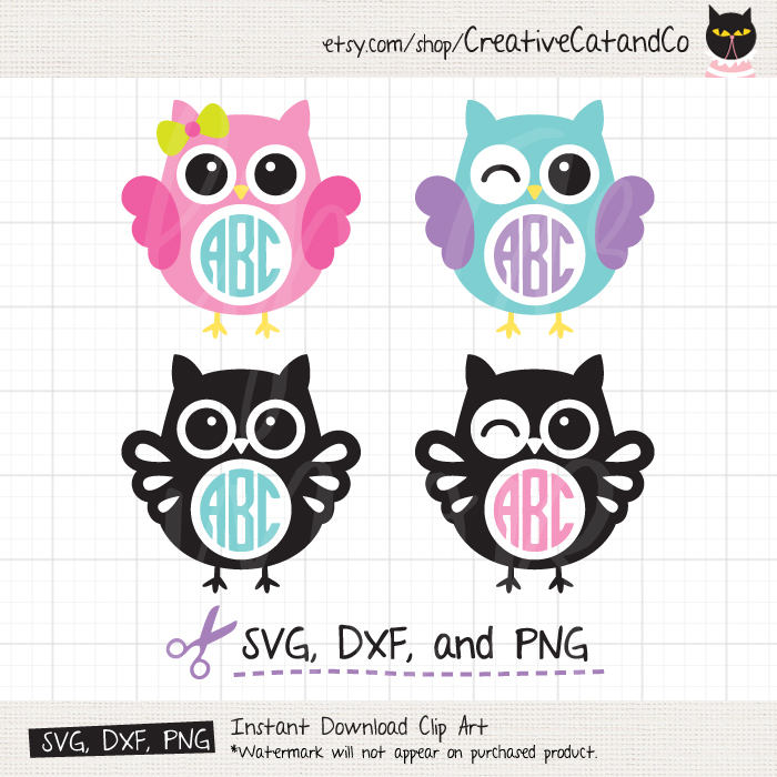 Download Owl Monogram Frame SVG Files for Cricut or Silhouette Cute ...