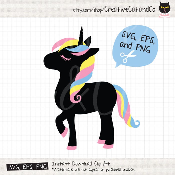 Download Unicorn Silhouette SVG File for Cricut Cute Black Unicorn ...