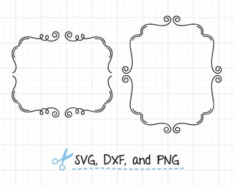 Flourish Frame SVG DXF file for Cricut and Silhouette Swirl Frame SVG Cute Doodle Frame svg Flourish Swirl Border svg dxf Cut File Clip Art