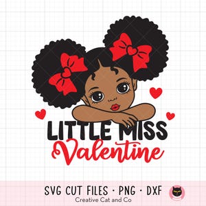 Schwarzes Mädchen Valentine SVG, Sublimation, Png, Little Fräulein Valentine, Afroamerikanermädchen, Valentinstag, SVG, Cut File, Dxf, Clipart