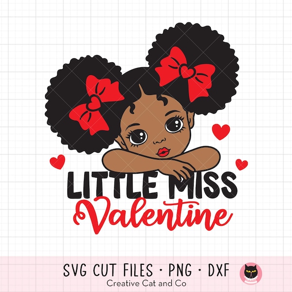 Black Girl Valentine Svg Png, Sublimation, Png, Little Miss Valentine, African American Afro Girl, Valentine’s Day Cut File, Dxf, Clipart