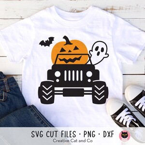 Camión monstruo de Halloween SVG PNG DXF / Diseño de camiseta genial de calabaza y fantasma / Camiseta para niño apta para niños Archivo de corte en capas y sublimación