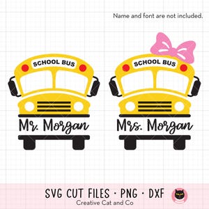 School Bus Driver SVG PNG Worlds Best Greatest School Bus with Monogram Name Label Frame Male Female School Bus Driver Gift dxf Cut Files