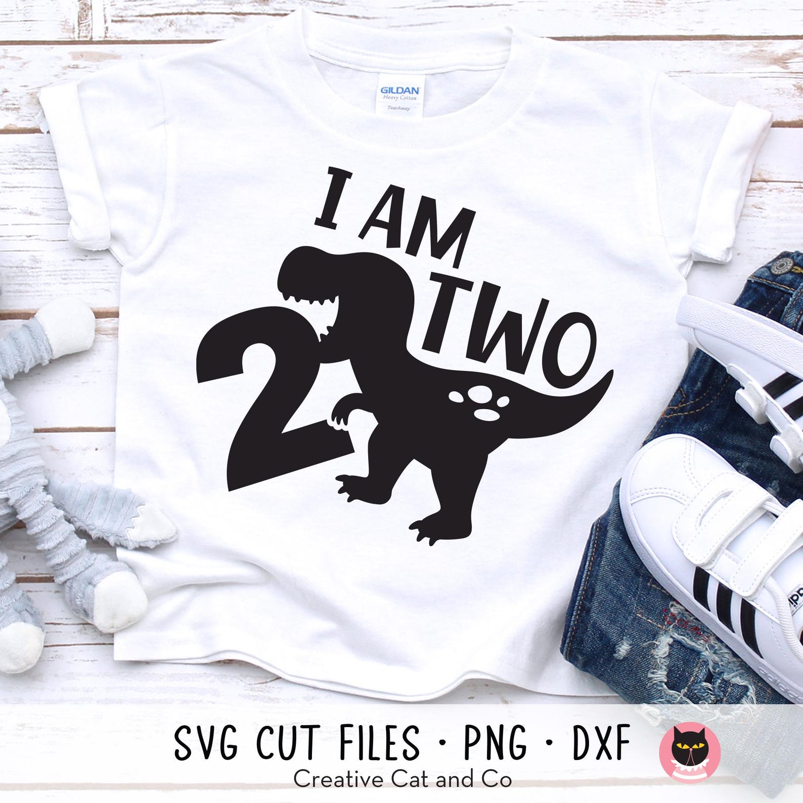 I Am Two Birthday Dinosaur SVG PNG - Birthday T-shirt Design, T-rex ...