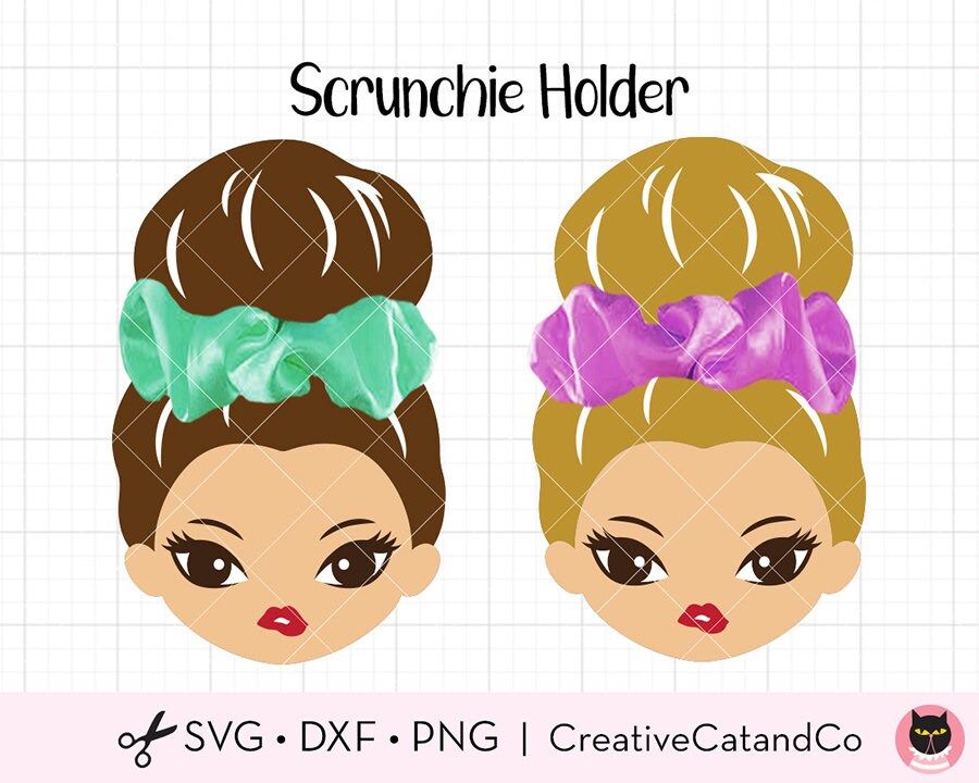 Bun Girl Hair Scrunchie Holder SVG Brown and Blonde Hair Girl Etsy Canada