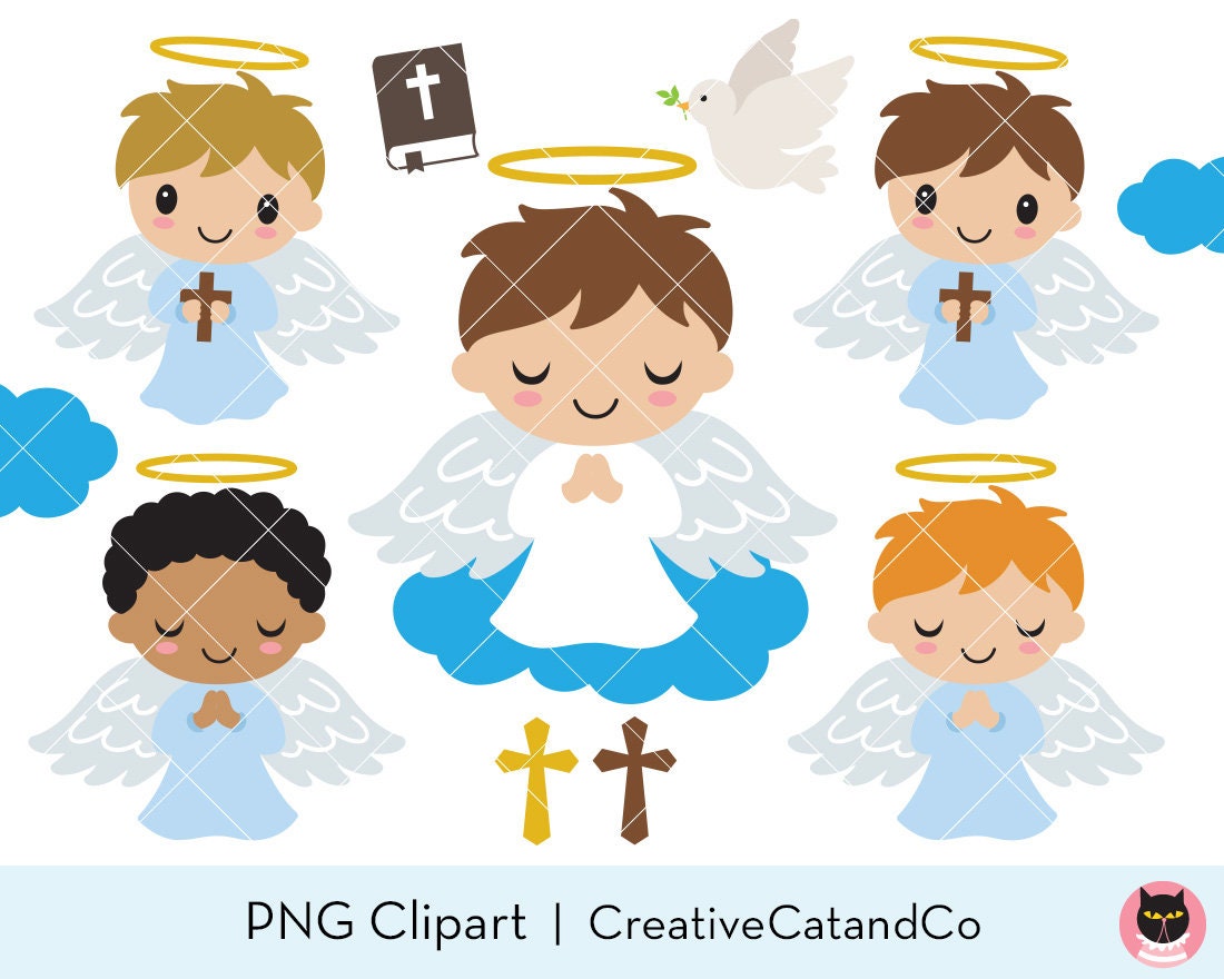 Boy Angels Clipart Baptism Christening Announcement Invitation - Etsy Canada