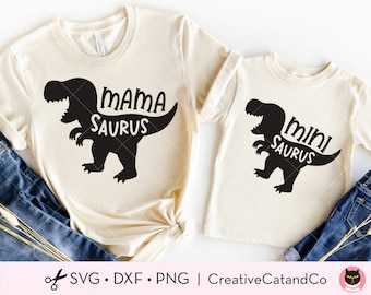 Mamasaurus, Minisaurus, Svg, Mama and Mini, Mom Kid Baby T-Rex Dinosaur, Mommy and Me Matching Shirt Design, Svg, Dxf, Png, Cut File, Cricut
