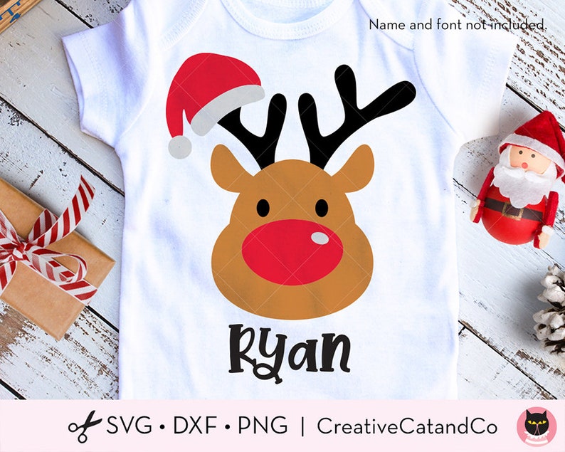 Download Baby Reindeer with Santa Hat SVG Baby First Christmas Cute ...