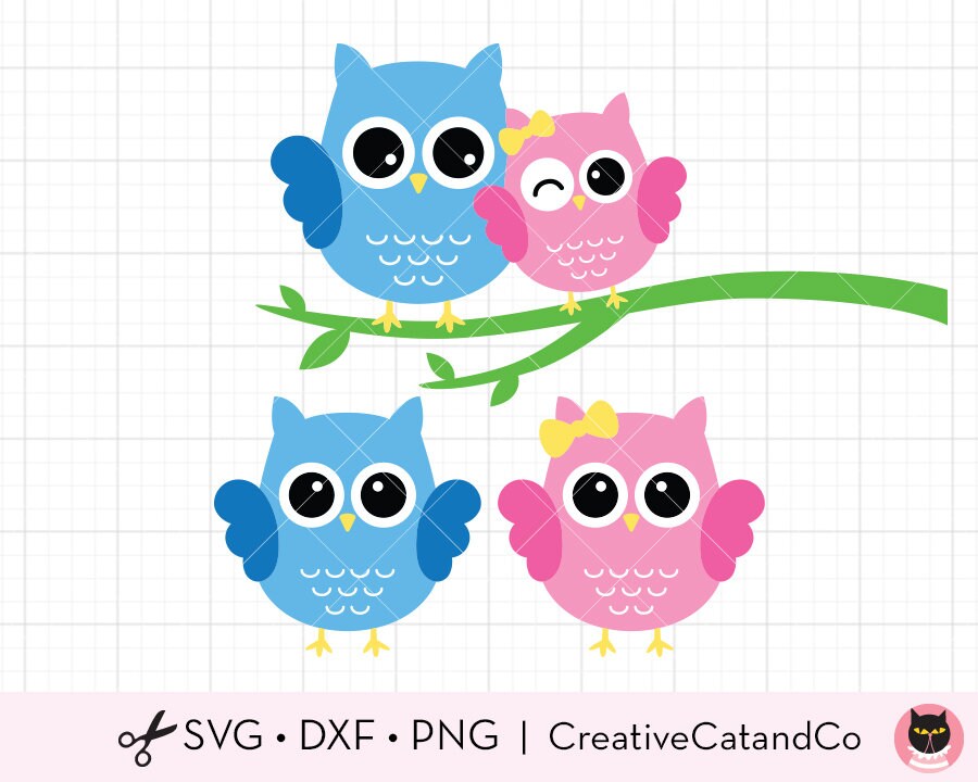 Download Cute Owl Couple SVG DXF Files for Cricut and Silhouette | Etsy