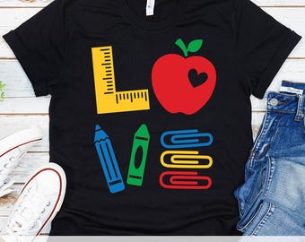 Teacher Love Valentine Svg, Png, Sublimation, School, Valentine’s Day, Teacher Apple, Kid, Pencil, Crayon, Pencil, Shirt Design, Svg, Dxf