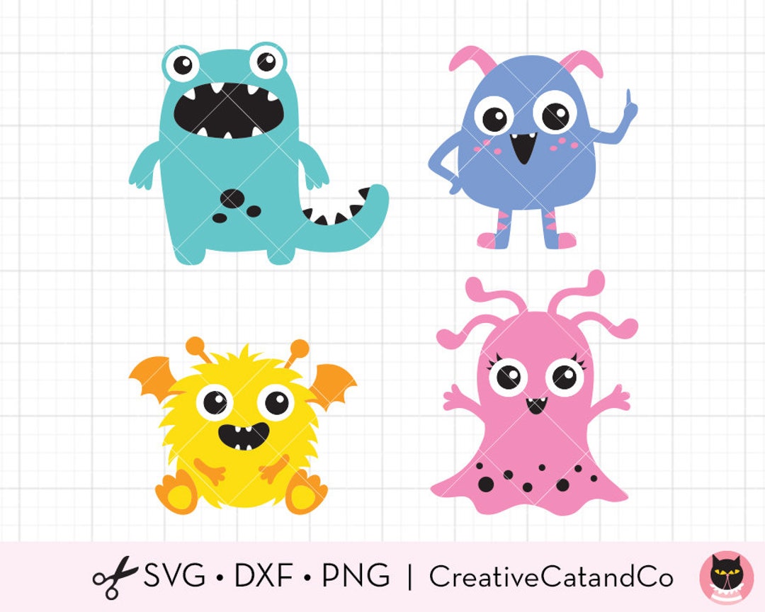 Cute Monster SVG DXF Little Monster Files for Cricut or - Etsy