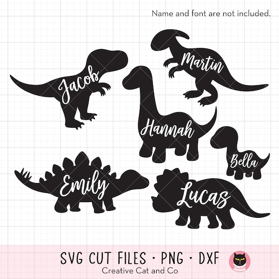 Dinosaur Silhouette Shape SVG PNG DXF Clipart | T-Rex, Raptor, Triceratops, Brachiosaurus Stegosaurus | Black Solid Shape | Simple Cut Files