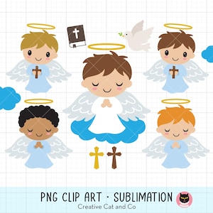 Boy Angel PNG Clipart, Little Boy Angel with Cross Clip Art, Kid, Children Baptism, Christening, Illustration, Invitation, Announcement