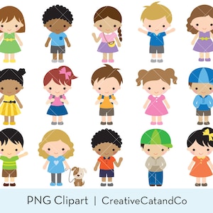 Kids Clipart Children Clipart Boy Clipart Girl Clip Art Kid Character Clipart Children Cartoon Clipart Set African American Cute Kid Clipart image 1