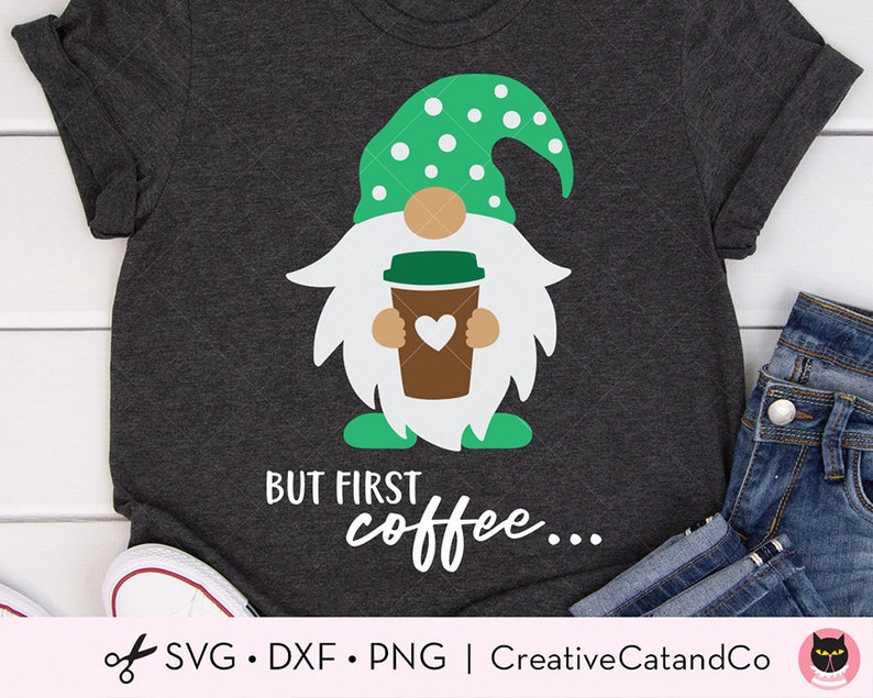 Download Gnome with Coffee Svg But First Coffee Svg Gnome Holding | Etsy