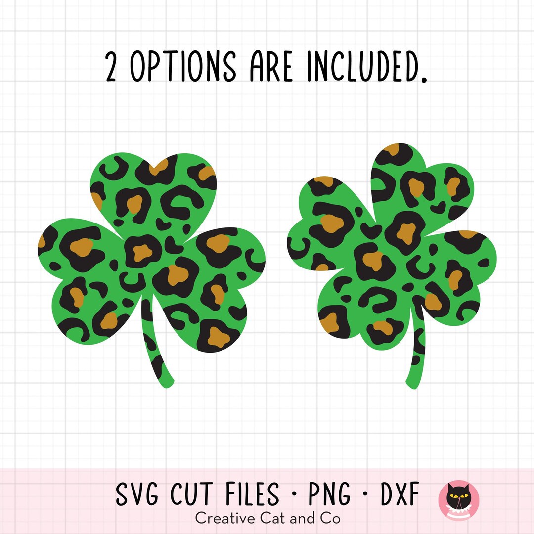 St Patricks Day Lucky Shamrock Clover Svg, Leopard Print Pattern, 4 ...