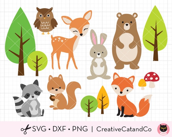 Download Woodland Animals Svg Dxf Clipart Forest Animals Bear Deer Etsy