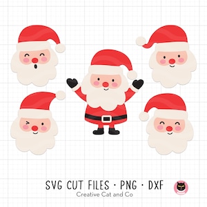 Noël père Noël Svg, Svg visage père Noël, tête de père Noël, Svg, Dxf, Png, couper des fichiers, des cliparts, Cricut, Silhouette