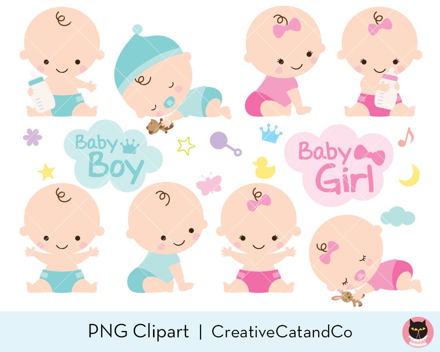 Baby Shower Clipart Clip Art Baby Boy Girl Clipart Cute Baby - Etsy
