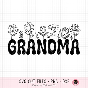 Vovó SVG, Vovó PNG, Vovó Retro Svg, Flores Silvestres, Camiseta Dia das Mães, Presente de Vovó, Arquivos de Corte Svg para Cricut, PNG, Download Digital