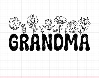 Grandma SVG, Grandma PNG, Retro Grandma Svg, Wildflowers, Mother’s Day Shirt, Grandma Gift, Svg Cut Files for Cricut, PNG, Digital Download