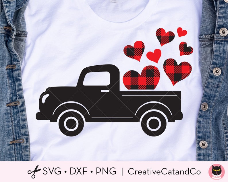 Download Valentine Truck SVG Files Vintage Truck with Buffalo Plaid ...