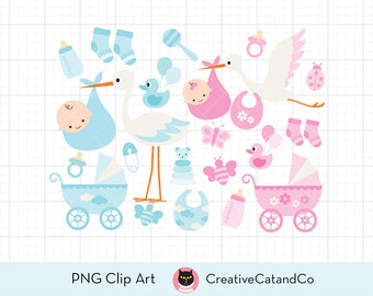 Baby Boy Clipart Baby Girl Clipart Baby Stork Clipart Baby Items Clipart Baby Stroller Clipart Baby Shower Invitation Clipart