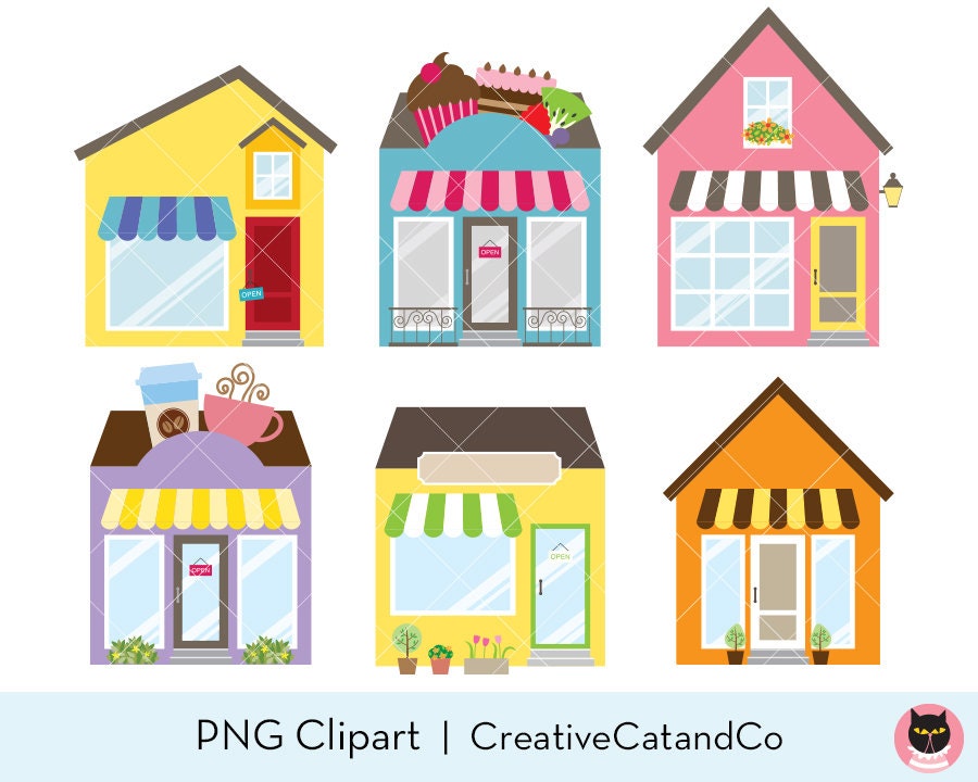 Shop Clipart Store Building Clipart Shop Logo Clipart Cafe Etsy