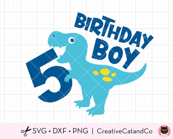 5 ans Garçon Anniversaire Dinosaure SVG, Garçon 5ème Anniversaire