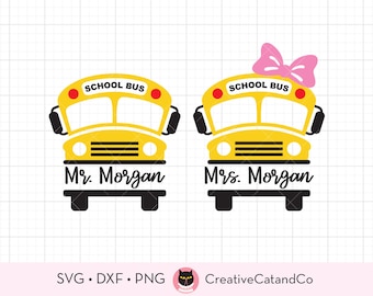 School Bus Driver SVG Worlds Best Greatest School Bus with Monogram Name Label Frame Male Female School Bus Driver Gift svg dxf Cut Files