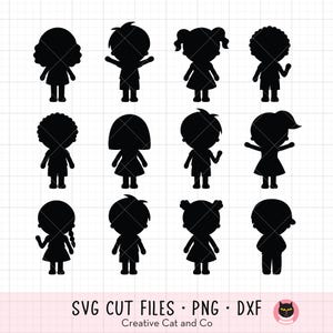 Silueta de niño Svg, silueta de niño y niña Svg, Png, Clipart, Archivos de corte, Forma de silueta de niños estudiantes, Confeti con forma de niño Svg, Dxf