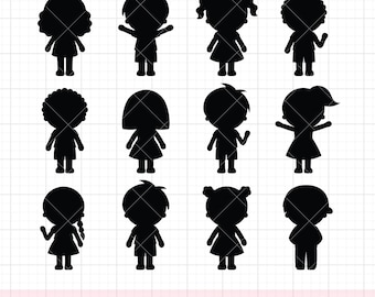 Kid Silhouette Svg Png, Boy and Girl Silhouette Svg, Png, Clipart, Cut Files, Student Children Silhouette Shape, Kid Shape Confetti Svg, Dxf