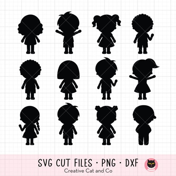 Kid Silhouette Svg Png, Boy and Girl Silhouette Svg, Png, Clipart, Cut Files, Student Children Silhouette Shape, Kid Shape Confetti Svg, Dxf