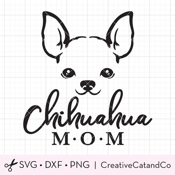 Chihuahua Mom SVG DXF Chihuahua Lover Dog Breed Head Face Memorial T Shirt Svg Dxf Cut Files for Cricut and Silhouette Chihuahua Clipart