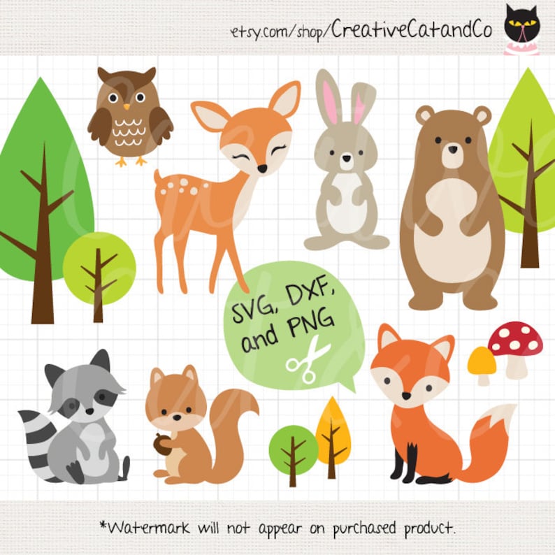 Download Woodland Animals SVG DXF Clipart Forest Animals Bear Deer ...