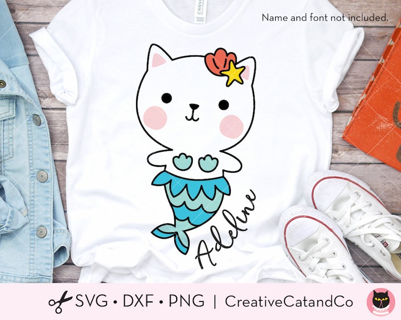 Cat Mermaid SVG DXF Files for Cricut Cute Mermaid Cat Cut File | Etsy